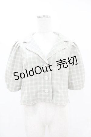 画像: Fi.n.t / チェック柄パフスリーブショートジャケット Free GREEN×WH H-25-06-11-053-CA-JA-NS-ZH