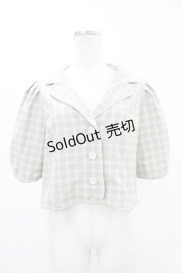 画像1: Fi.n.t / チェック柄パフスリーブショートジャケット Free GREEN×WH H-25-06-11-053-CA-JA-NS-ZH (1)