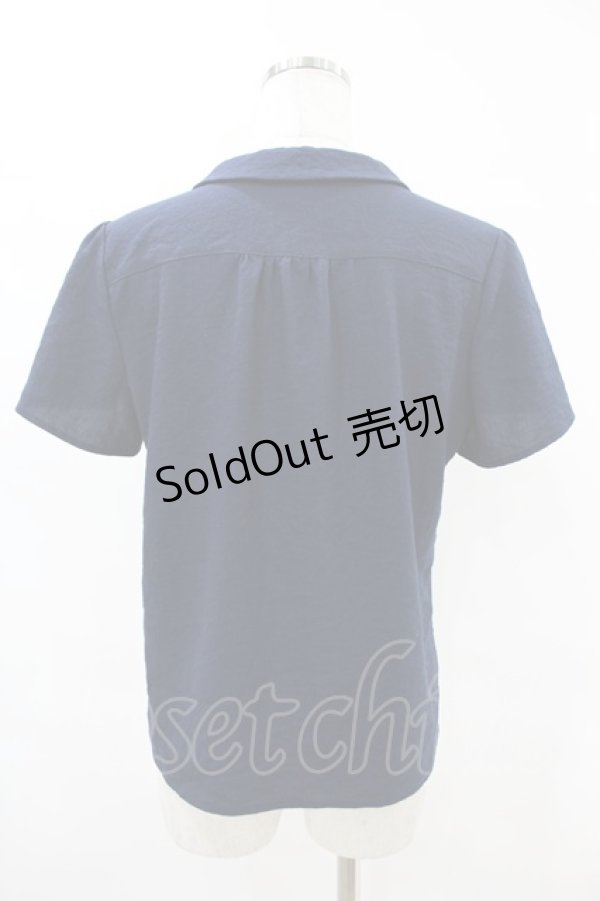 画像2: an another angelus / フラワー刺繍スキッパーブラウス Free NAVY H-25-06-11-056-CA-BL-NS-ZH (2)