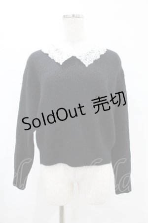 画像: an another angelus / Vネックレース衿ニットプルオーバー Free BLACK H-25-06-11-058-CA-TO-NS-ZH