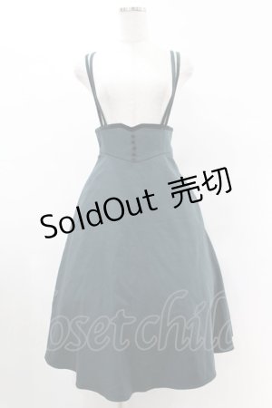 画像: an another angelus / ベロア使いダブルストラップフレアースカート Free BLUE GREEN H-25-06-11-008-CA-SK-NS-ZH
