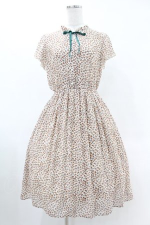 画像: Fi.n.t / フロントリボン小花柄シフォンワンピース Free ORANGE H-25-06-11-011-CA-OP-NS-ZH