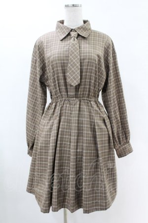 画像: Fi.n.t / ネクタイ付きチェックシャツワンピース Free BEIGE×BR H-25-06-11-015-CA-OP-NS-ZH