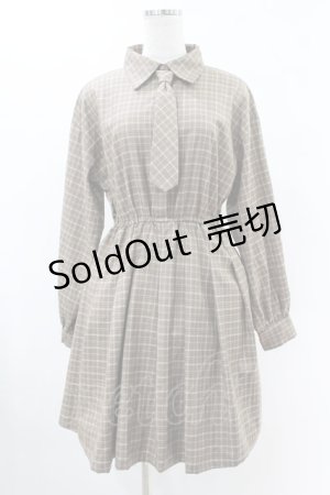 画像: Fi.n.t / ネクタイ付きチェックシャツワンピース Free BEIGE×BR H-25-06-11-015-CA-OP-NS-ZH