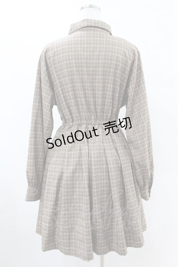 画像2: Fi.n.t / ネクタイ付きチェックシャツワンピース Free BEIGE×BR H-25-06-11-015-CA-OP-NS-ZH (2)