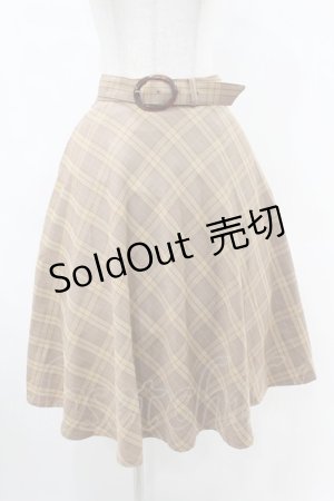 画像: F&A / べっ甲ベルト付きチェックフレアースカート Free BEIGE×BR H-25-06-11-023-LO-SK-NS-ZH