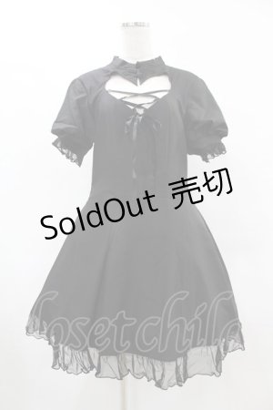 画像: DARK IN LOVE / Gothic lolita hearted lace up midi dress L ブラック H-25-06-12-029-PU-OP-KB-ZH