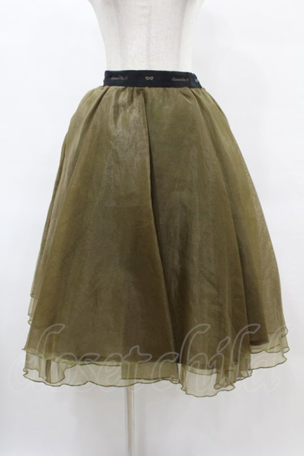 画像1: elements,H / オーガンジーフレアスカート  カーキ H-25-09-30-008-PU-SK-KB-ZH (1)