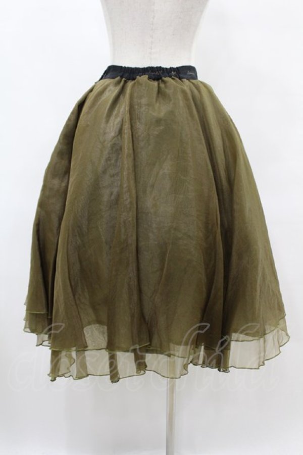 画像2: elements,H / オーガンジーフレアスカート  カーキ H-25-09-30-008-PU-SK-KB-ZH (2)