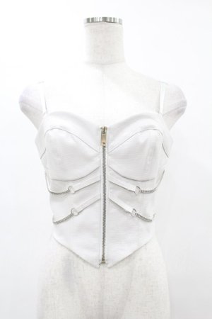 画像: DARK IN LOVE / Punk white rib-chain zipper corset S ホワイト H-25-06-12-049-PU-TO-KB-ZH