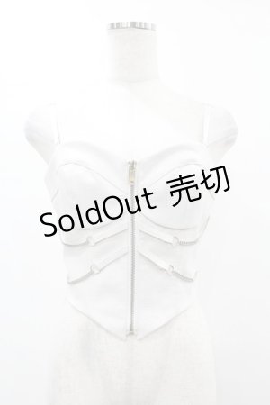 画像: DARK IN LOVE / Punk white rib-chain zipper corset S ホワイト H-25-06-12-049-PU-TO-KB-ZH