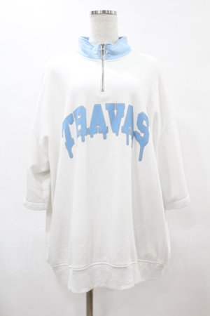 画像: TRAVAS TOKYO / ハイネックZIPトップス  ホワイト×ライトブルー H-25-06-12-059-PU-TO-KB-ZH