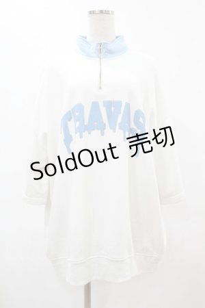 画像: TRAVAS TOKYO / ハイネックZIPトップス  ホワイト×ライトブルー H-25-06-12-059-PU-TO-KB-ZH