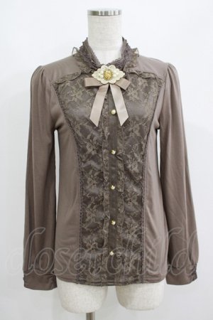 画像: axes femme / リボンブローチ付きトップス M ベージュ H-25-06-12-1040-AX-TO-NS-ZH