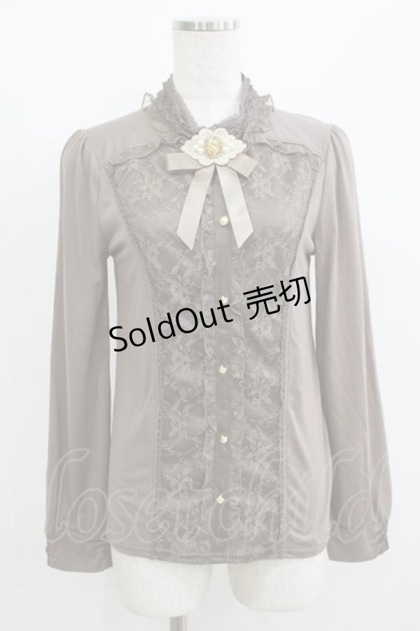 画像1: axes femme / リボンブローチ付きトップス M ベージュ H-25-06-12-1040-AX-TO-NS-ZH (1)