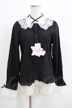 画像: FLC / レースシャツブラウス(星名桜子) LL ブラック H-25-06-12-1045-LO-BL-NS-ZH