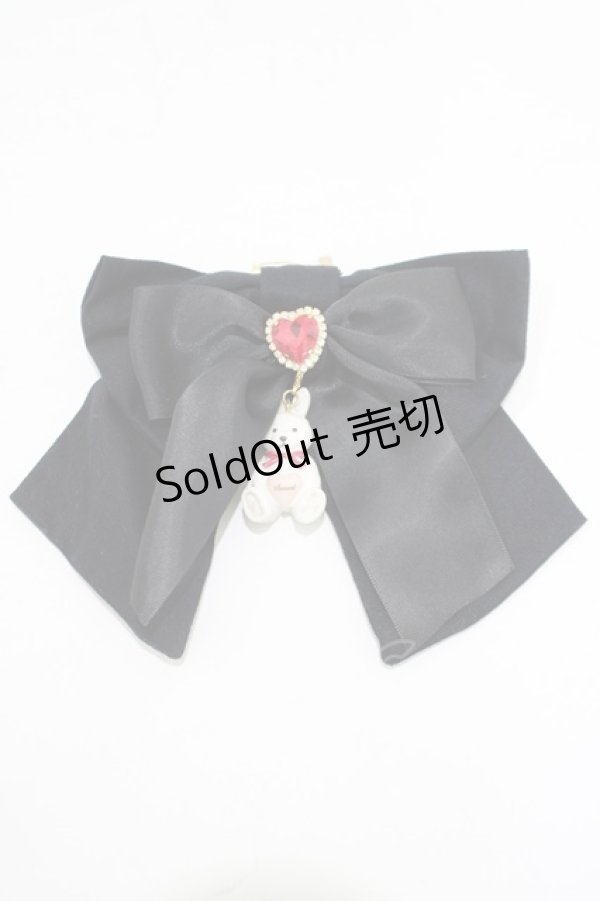 画像1: Amavel / Fluffy Jewels Bunnyリボンブローチ  ブラック H-25-06-12-1052-CA-AC-NS-ZH (1)