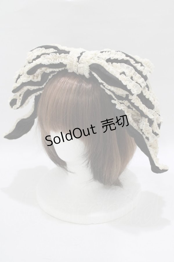 画像1: Hoshibako Works / お人形風シャンティクリームリボンカチューシャ  ブラック H-25-06-12-1070-LO-AC-NS-ZH (1)