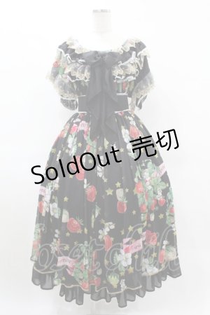 画像: Triple fortune / スターストロベリーワンピース  ブラック H-25-06-12-012-EL-OP-KB-ZH