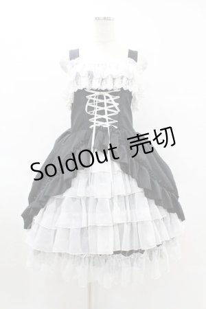 画像: ATELIER PIERROT / Bustle Corsetジャンパースカート【Plus size】 2 ブラック×ホワイト H-25-06-12-013-EL-OP-KB-ZH