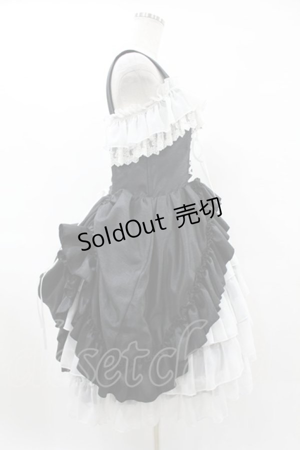 画像3: ATELIER PIERROT / Bustle Corsetジャンパースカート【Plus size】 2 ブラック×ホワイト H-25-06-12-013-EL-OP-KB-ZH (3)