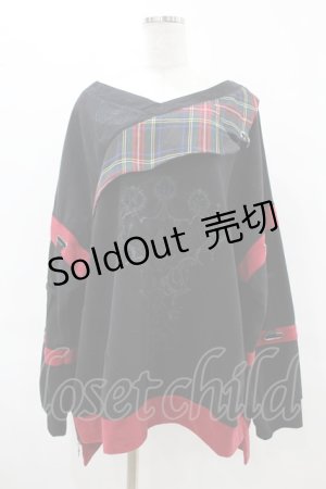 画像: Ozz conte / 切替プルオーバー  黒×赤 H-25-06-13-1051-OO-TO-KB-ZT405