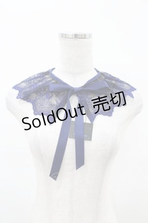 画像: Moi-meme-Moitie / 燭台エンブレムレース付け衿  ブラック×ブルー H-25-06-13-1009-MO-ZA-KB-ZH