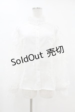 画像: Triple fortune / チュール刺繍ブラウス XL 白 H-25-06-13-1016-EL-BL-KB-ZH