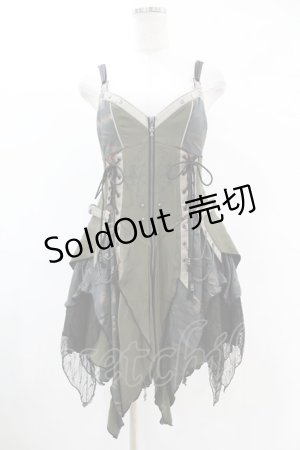 画像: Ozz Croce / イレギュラービスチェワンピース  カーキ H-25-06-13-1020-OO-OP-KB-ZH