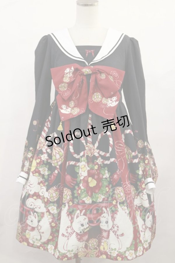 画像1: Royal Princess Alice / お狐様ワンピース/絢爛白狐(たまコラボレーション) Free ブラック H-25-06-13-008-LO-OP-NS-ZH (1)