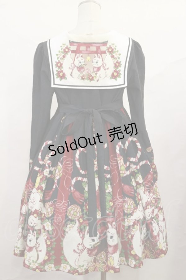 画像3: Royal Princess Alice / お狐様ワンピース/絢爛白狐(たまコラボレーション) Free ブラック H-25-06-13-008-LO-OP-NS-ZH (3)