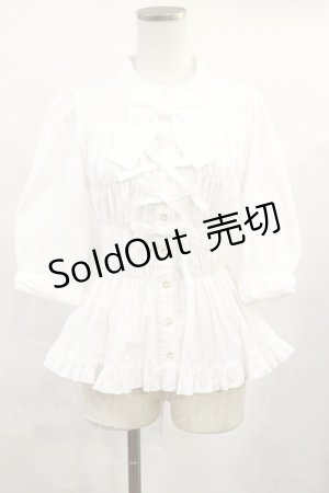 画像: metamorphose / スタンドカラーシャーリングブラウス サイズ1（通常サイズ） ホワイト H-25-06-13-025-ME-BL-NS-ZH