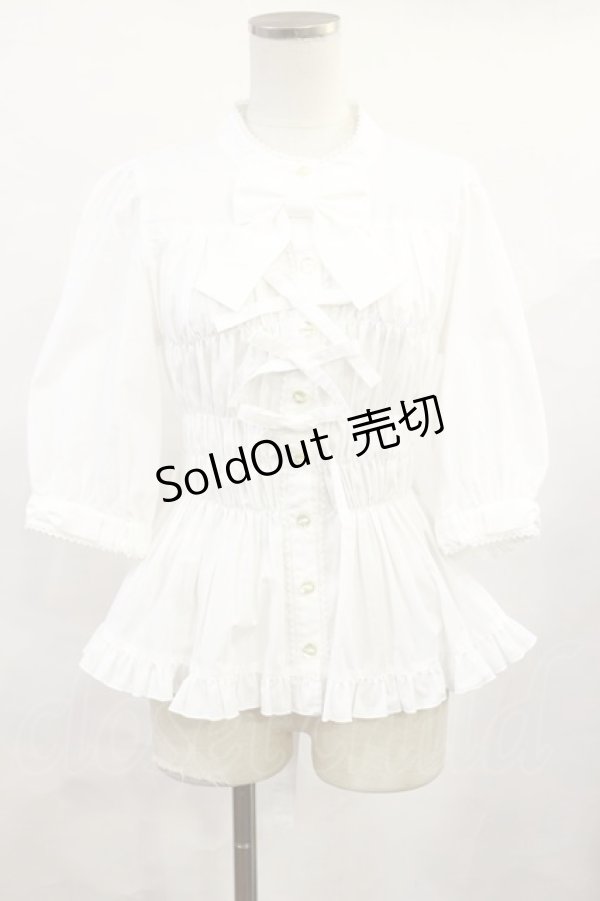画像1: metamorphose / スタンドカラーシャーリングブラウス サイズ1（通常サイズ） ホワイト H-25-06-13-025-ME-BL-NS-ZH (1)