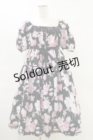 画像: Enchantlic Enchantilly / ノスタルジアローズワンピース Free 黒×薄紅薔薇 H-25-06-14-1065-LO-OP-NS-ZH