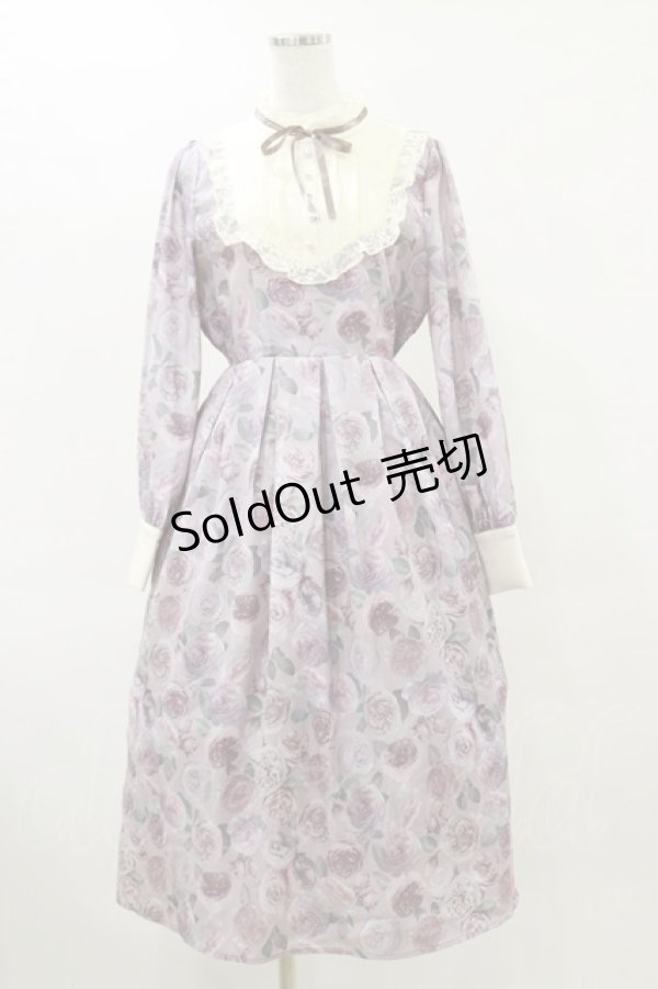 画像1: axes femme / ラヴィアンローズ柄ワンピース M ピンク H-25-06-14-1078-AX-OP-NS-ZH (1)