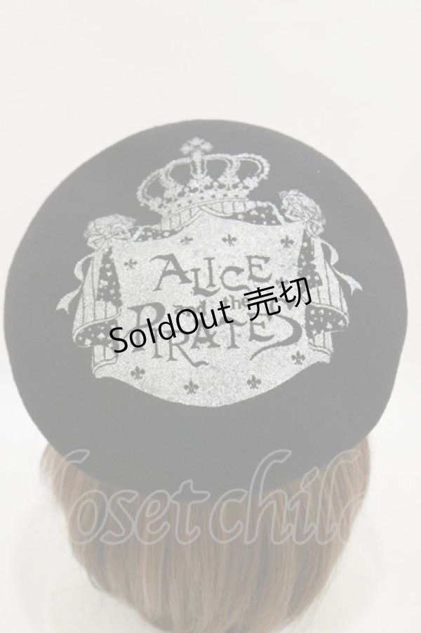 画像1: ALICE and the PIRATES / A/Pクラウンプリントベレー帽  ブラック/シルバー H-25-06-14-1035-PA-AC-NS-ZH (1)