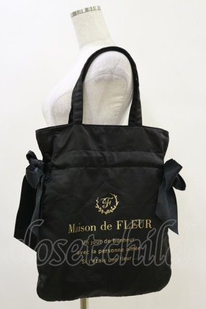 画像: Maison de FLEUR / ダブルリボントートバッグ  ブラック H-25-06-14-1038-LO-BG-NS-ZH