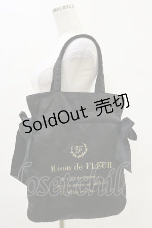 画像: Maison de FLEUR / ダブルリボントートバッグ  ブラック H-25-06-14-1038-LO-BG-NS-ZH