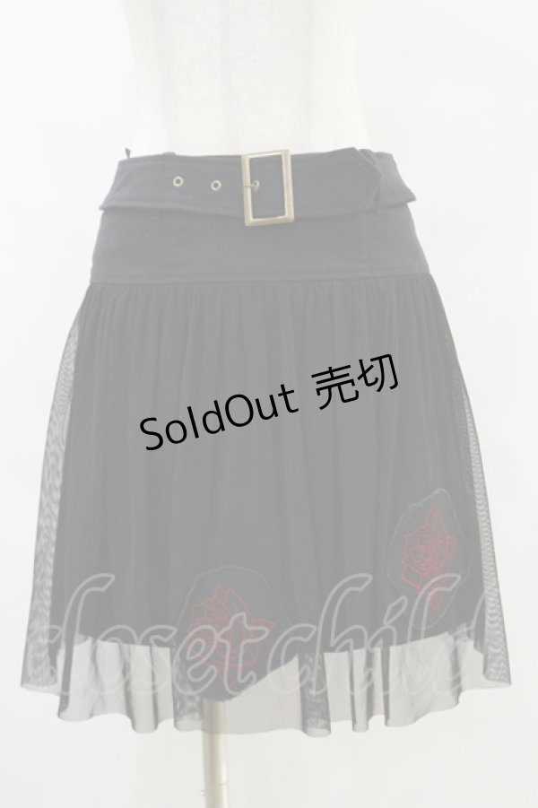 画像1: PEACE NOW / ローズワッペンベルト付スカート  ブラック H-25-06-15-041-PU-SK-KB-ZH (1)