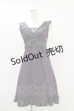 画像: h.Jelly HONEY / ハートバタフライリボンワンピース  パープル×ブラック H-25-06-15-043-HN-OP-KB-ZH
