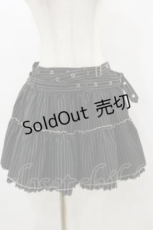 画像: ALGONQUINS / ダブルベルトストライプスカート  ブラック H-25-06-15-059-AL-SK-KB-ZH