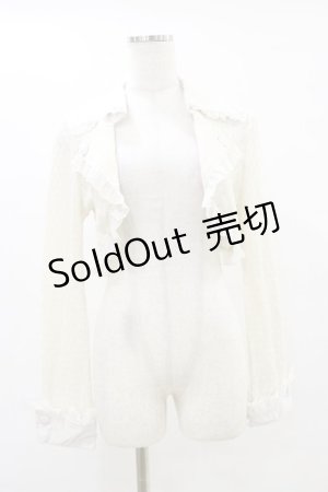 画像: h.Jelly HONEY / レースニット切替ボレロ  オフホワイト H-25-06-15-030-HN-TO-KB-ZH