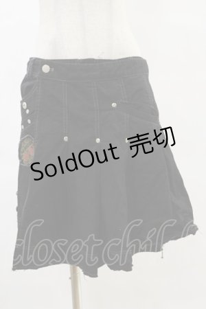 画像: ALGONQUINS / フラップ付ダメージパンツ  黒 H-25-06-15-037-AL-PA-KB-ZH