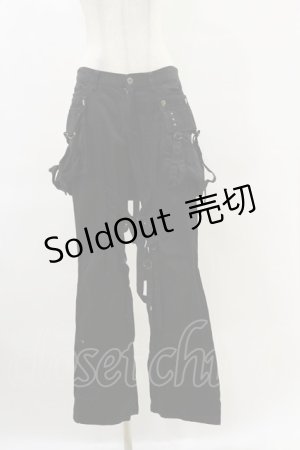 画像: BPN / フラップ付ベルトパンツ  ブラック H-25-06-15-038-GO-PA-KB-ZH