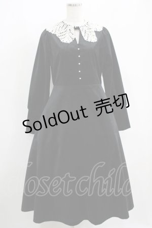 画像: an another angelus / クロシェニットレース衿ベロアワンピース Free BLACK H-25-06-16-004-CA-OP-NS-ZT130