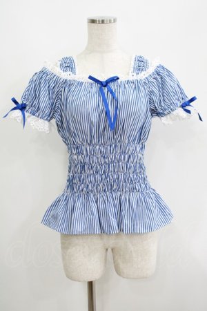 画像: Angelic Pretty / Lovelyオフショルダーブラウス(ストライプ) Free ブルー H-25-06-16-046-AP-BL-NS-ZH