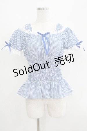 画像: Angelic Pretty / Lovelyオフショルダーブラウス(ストライプ) Free ブルー H-25-06-16-046-AP-BL-NS-ZH