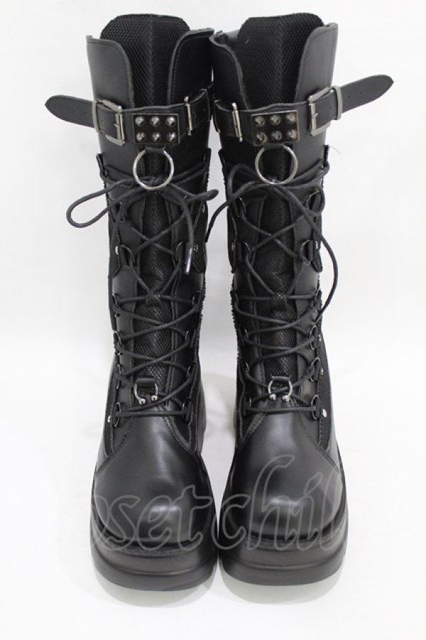 画像1: NieR Clothing / 厚底ブーツ EU39(約24.5cm) ブラック H-25-06-16-1001-PU-SH-KB-ZH (1)