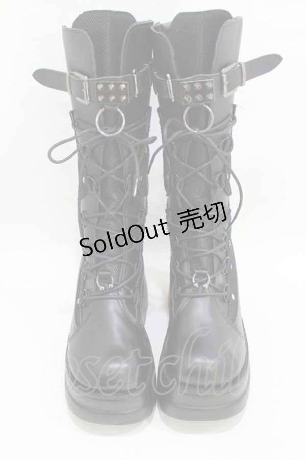 画像1: NieR Clothing / 厚底ブーツ EU39(約24.5cm) ブラック H-25-06-16-1001-PU-SH-KB-ZT88 (1)