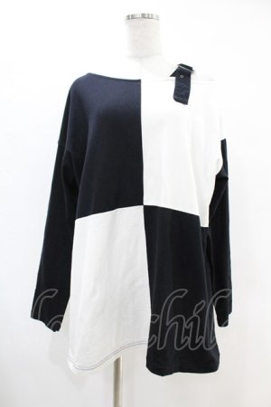 画像: elements,H / バイカラーベルトカットソー HOMME 白×黒 H-25-06-16-1039-PU-TO-KB-ZH